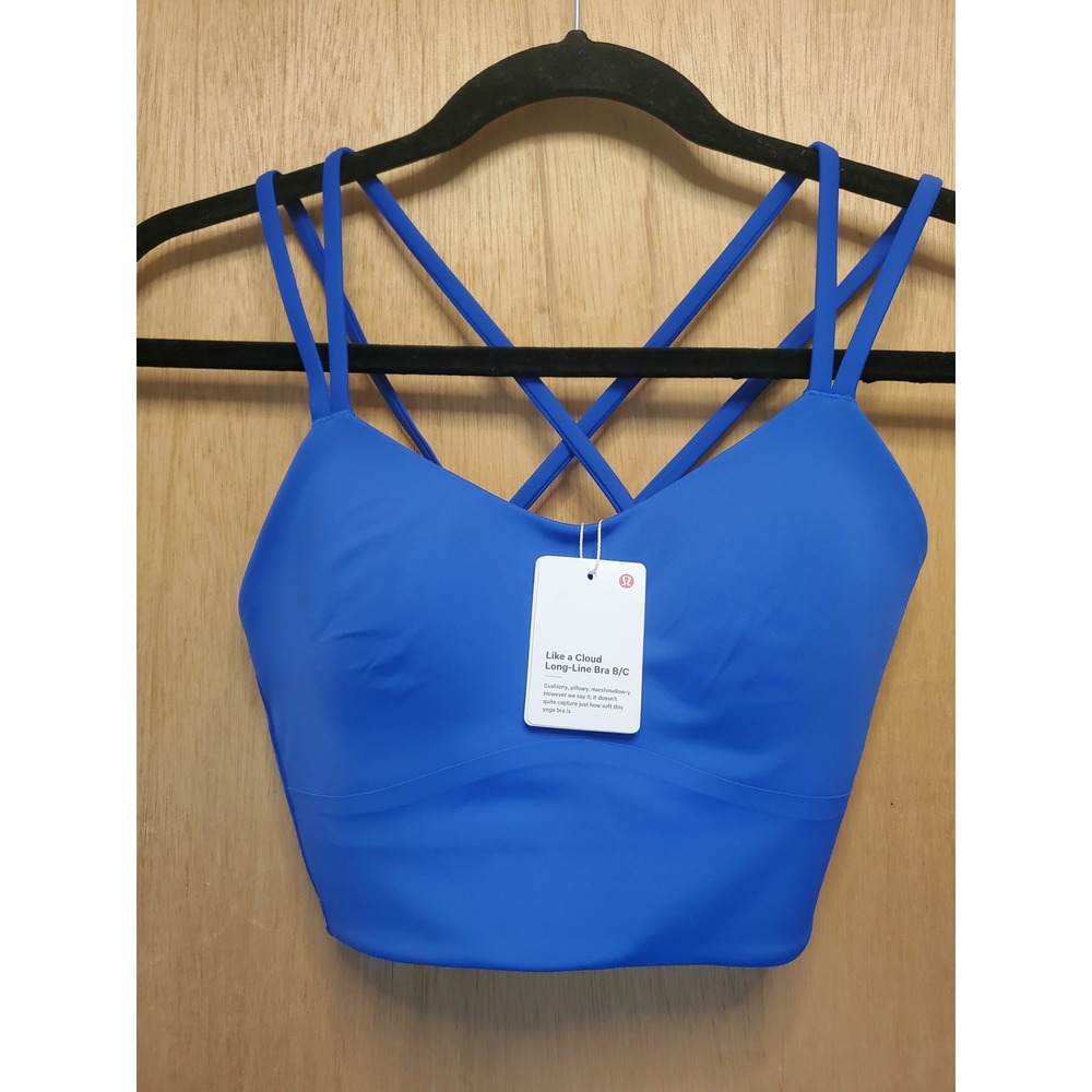 NWT Lululemon Like a Cloud Longline Bra - Size 6 - Beach Ball Blue (B/C Cup)